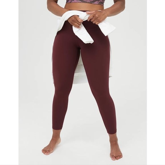 aerie Pants - Aerie Offline AEO Real Me High Rise Leggings Burgundy Yoga Workout Activewear XL